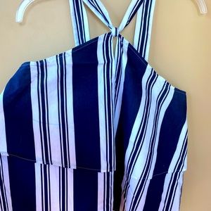 Blue & White Twist Halter Top